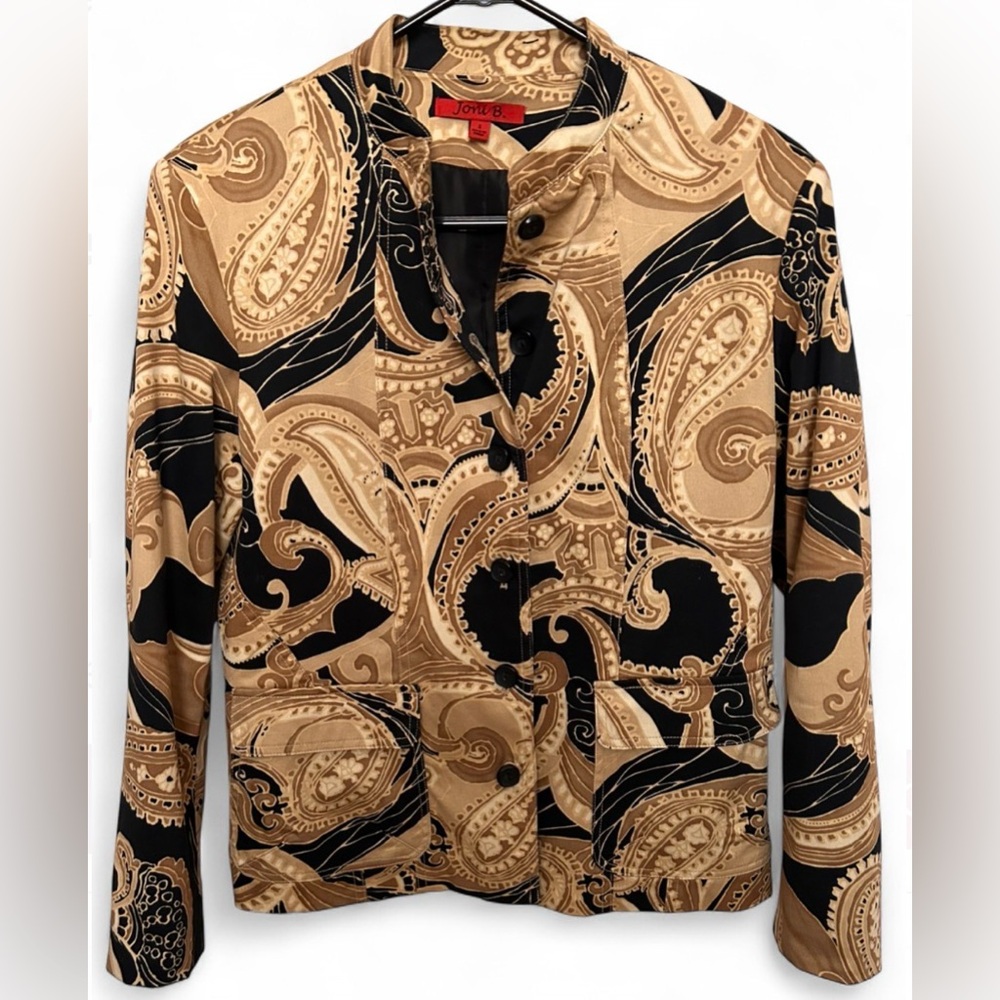 Bold Black & Camel Paisley Cotton Blazer